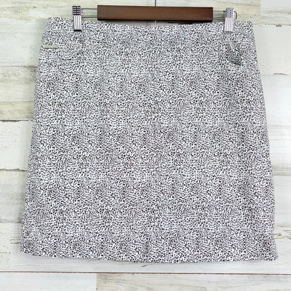 Renuar Skort White Brown Animal Print Golf‎ Athletic Women's Size 12